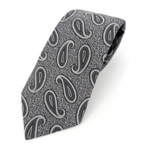 Ermenegildo Zegna Gray Paisley Silk Tie Made In Italy Luxury Heritage Formal